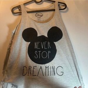 Disney - Women's 'Never Stop Dreaming' Mickey Tank Top (Light Grey & Black)